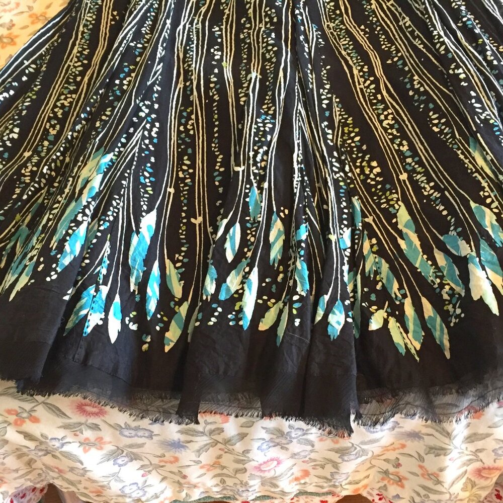 APT 9 - Long Lined Sheer Full Skirt in black, white & turquoise cotton - Sz 10